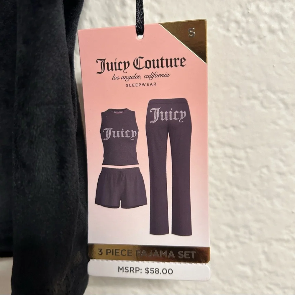 Juicy Couture Black Velour Bedazzled Sleeveless Pajama Top, Size S - Picture 5 of 6